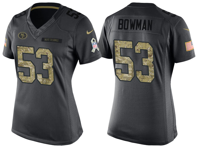 Women San Francisco 49ers #53 NaVorro Bowman Anthracite 2016 Salute to Service Limited Jersey Women San Francisco 49ers #53 NaVorro Bowman Anthracite 2016 Salute to Service Limited Jersey