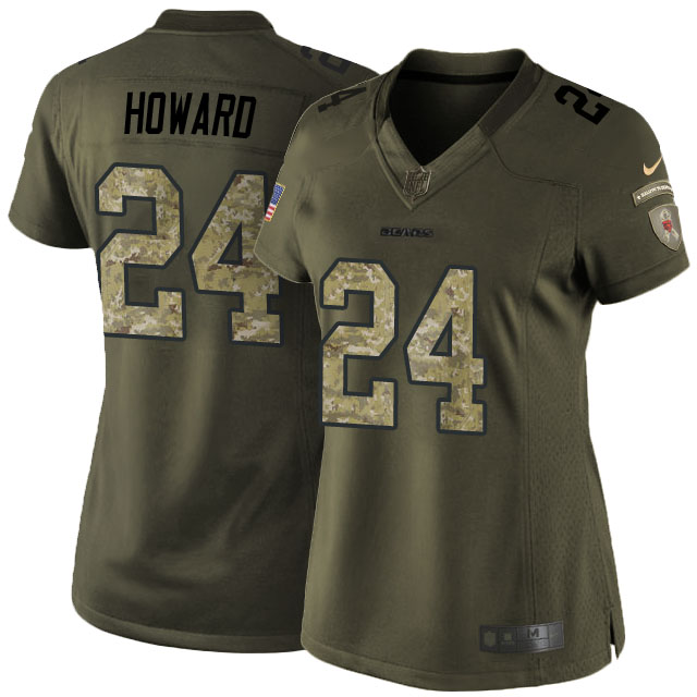 Women Chicago Bears #24 Jordan Howard Green Camo Salute to Service Jersey
