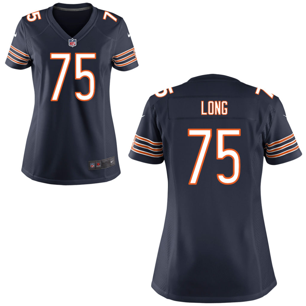 Women Chicago Bears #75 Kyle Long Navy Blue Game Jersey