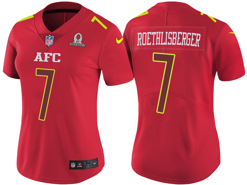 Women AFC 2017 Pro Bowl Pittsburgh Steelers #7 Ben Roethlisberger Red Game Jersey Women AFC 2017 Pro Bowl Pittsburgh Steelers #7 Ben Roethlisberger Red Game Jersey