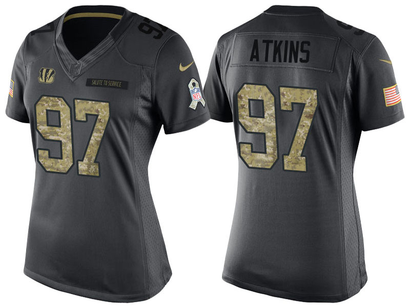 Women Cincinnati Bengals #97 Geno Atkins Anthracite Salute to Service Limited Jersey With Super Bowl LVI Patch Women Cincinnati Bengals #97 Geno Atkins Anthracite Salute to Service Limited Jersey With Super Bowl LVI Patch