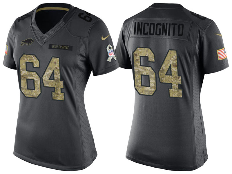 Women Buffalo Bills #64 Richie Incognito Anthracite 2016 Salute to Service Limited Jersey Women Buffalo Bills #64 Richie Incognito Anthracite 2016 Salute to Service Limited Jersey