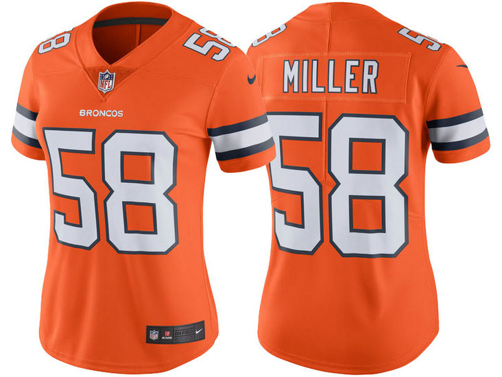 Women Denver Broncos #58 Von Miller Orange Color Rush Limited Jersey Women Denver Broncos #58 Von Miller Orange Color Rush Limited Jersey