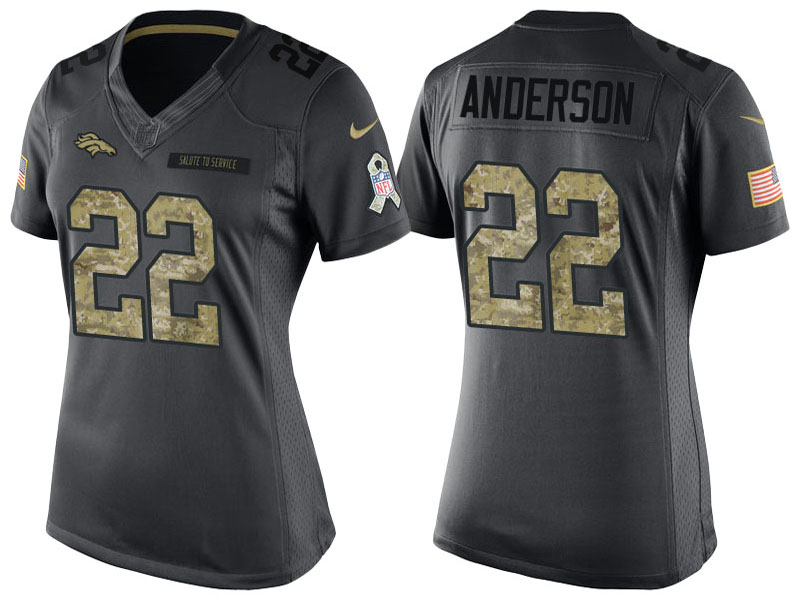 Women Denver Broncos #22 C.J. Anderson Anthracite 2016 Salute to Service Limited Jersey Women Denver Broncos #22 C.J. Anderson Anthracite 2016 Salute to Service Limited Jersey
