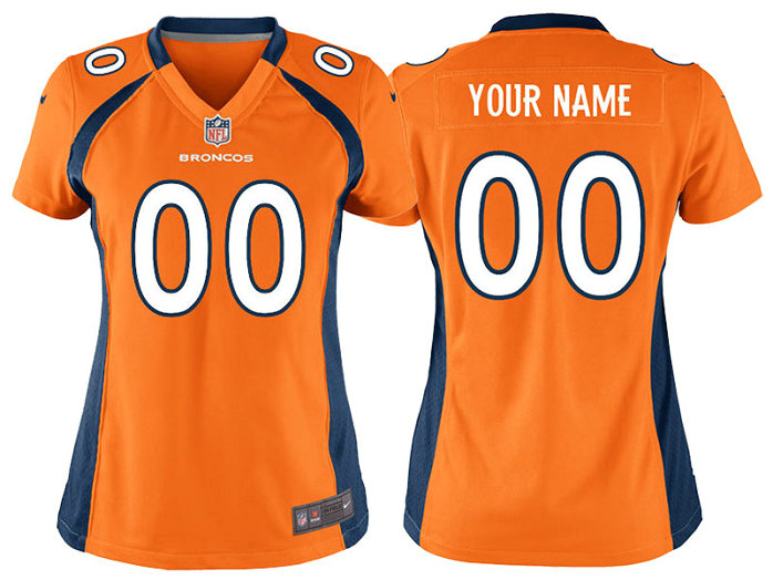 Women Denver Broncos Orange Game Customized Jersey Women Denver Broncos Orange Game Customized Jersey