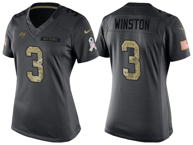 Women Tampa Bay Buccaneers #3 Jameis Winston Anthracite 2016 Salute to Service Limited Jersey