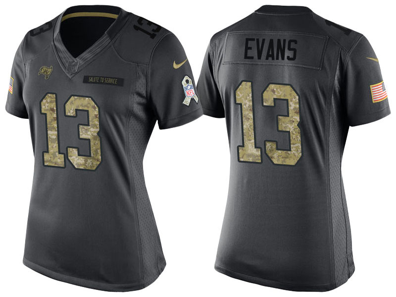 Women Tampa Bay Buccaneers #13 Mike Evans Anthracite 2016 Salute to Service Limited Jersey