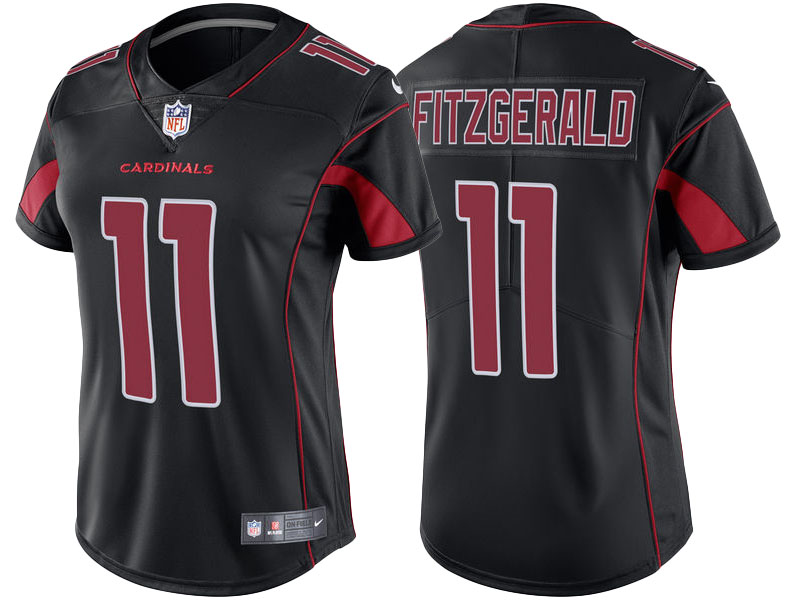 Women Arizona Cardinals #11 Larry Fitzgerald Black Color Rush Limited Jersey