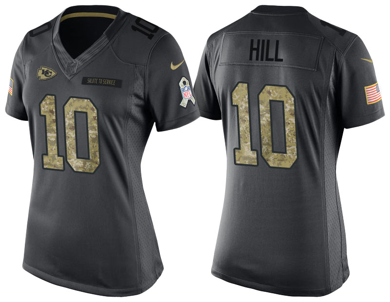 Women Kansas City Chiefs #10 Tyreek Hill Camo 2016 Salute to Service Limited Jersey