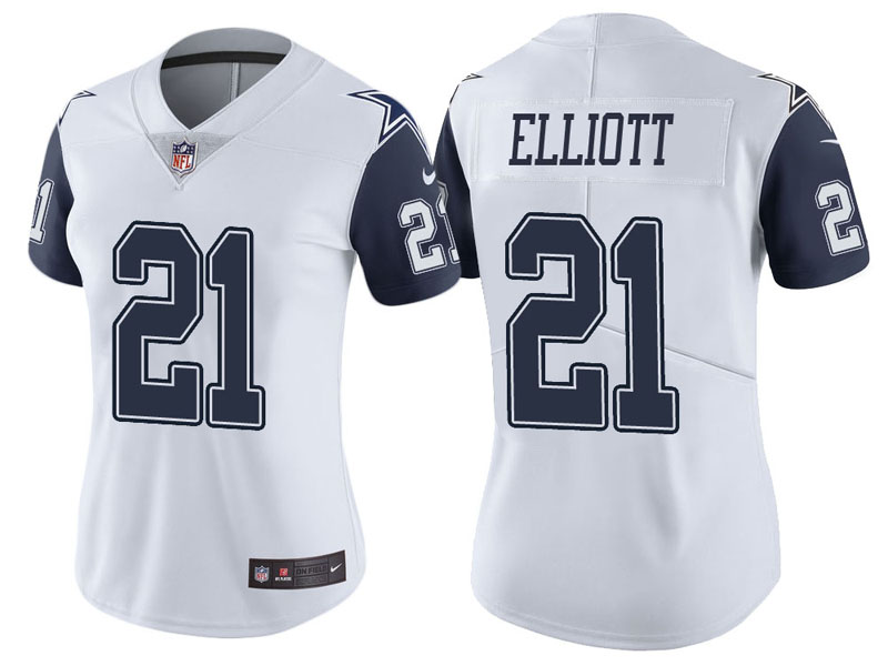 Women Dallas Cowboys #21 Ezekiel Elliott White Color Rush Limited Jersey Women Dallas Cowboys #21 Ezekiel Elliott White Color Rush Limited Jersey