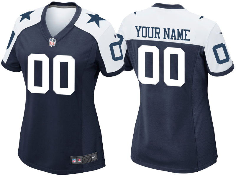 Women Dallas Cowboys Navy Throwback Game Customized Jersey Women Dallas Cowboys Navy Throwback Game Customized Jersey
