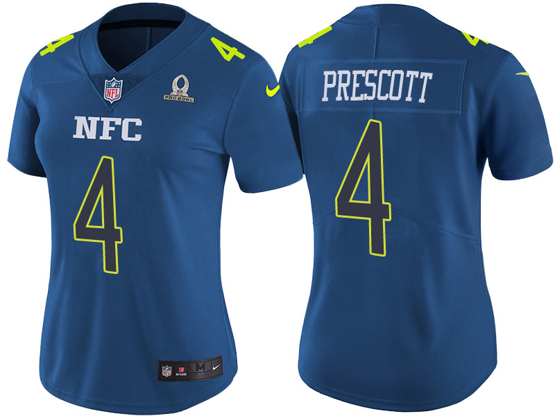 Women NFC 2017 Pro Bowl Dallas Cowboys #4 Dak Prescott Blue Game Jersey Women NFC 2017 Pro Bowl Dallas Cowboys #4 Dak Prescott Blue Game Jersey
