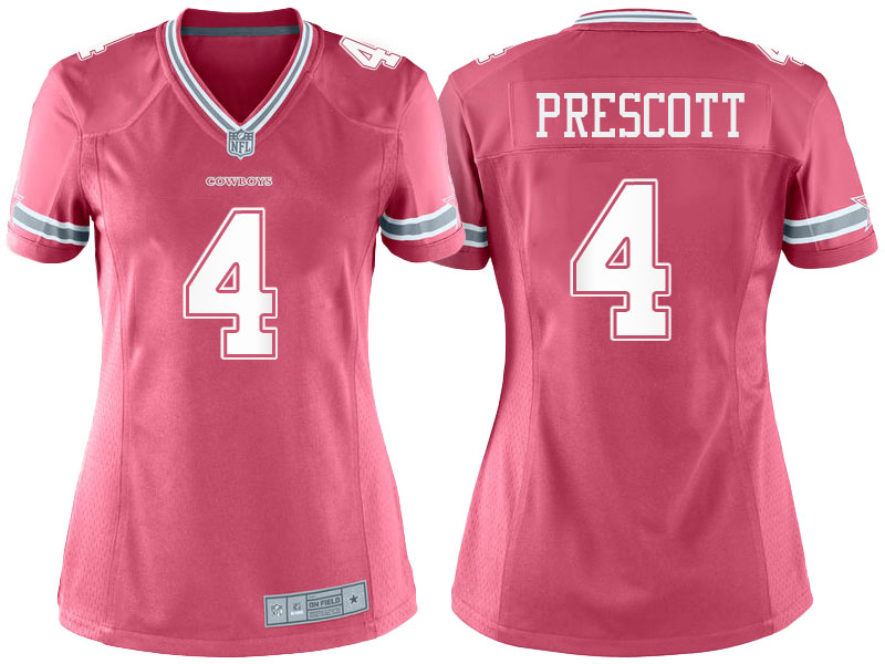 Women Dallas Cowboys #4 Dak Prescott Pink Game Jersey Women Dallas Cowboys #4 Dak Prescott Pink Game Jersey
