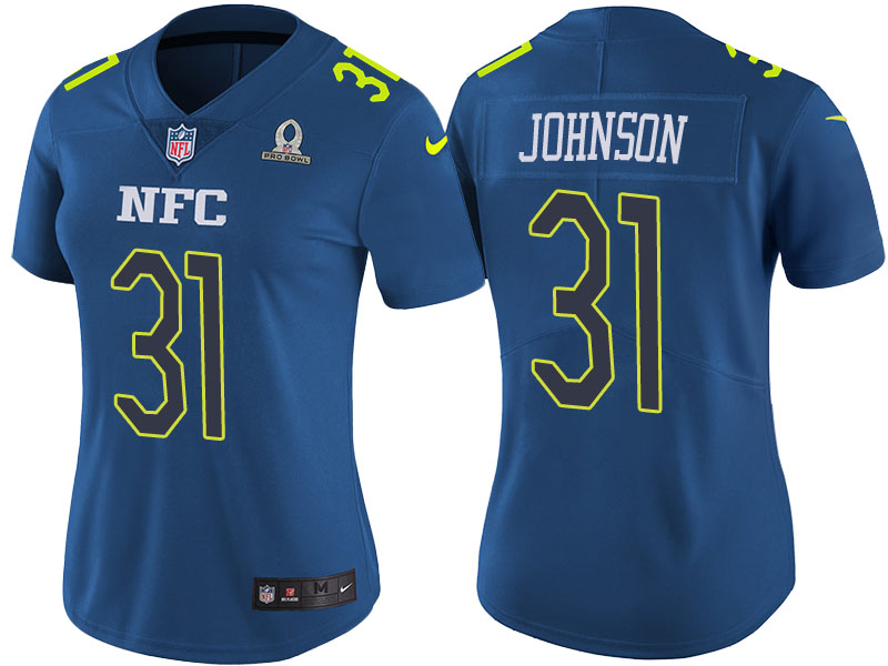 Women NFC 2017 Pro Bowl Arizona Cardinals #31 David Johnson Blue Game Jersey