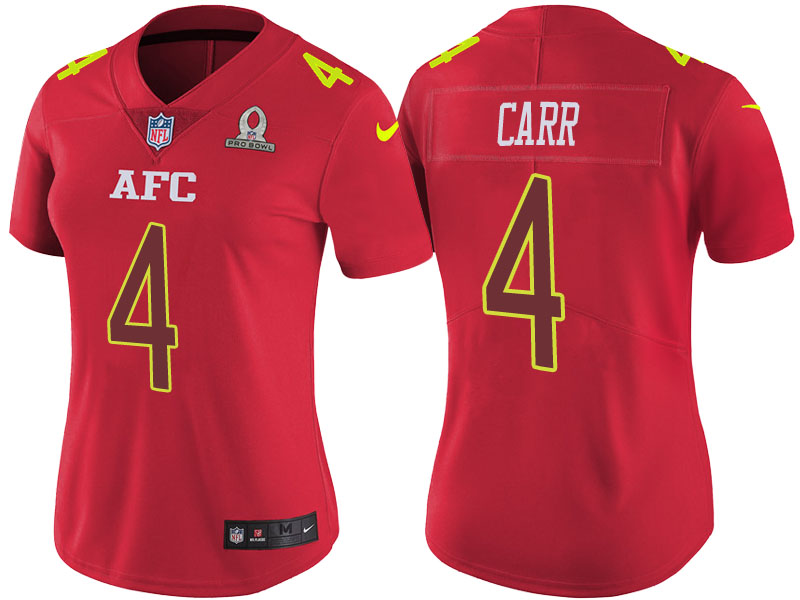 Women AFC 2017 Pro Bowl Oakland Raiders #4 Derek Carr Red Game Jersey