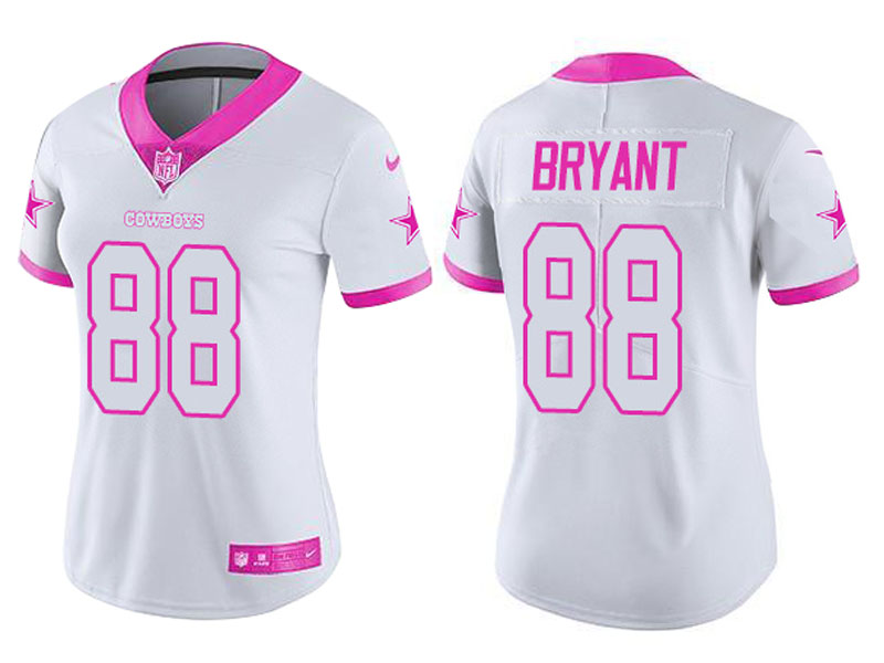 Women Dallas Cowboys #88 Dez Bryant White Pink Rush Fashion Jersey Women Dallas Cowboys #88 Dez Bryant White Pink Rush Fashion Jersey