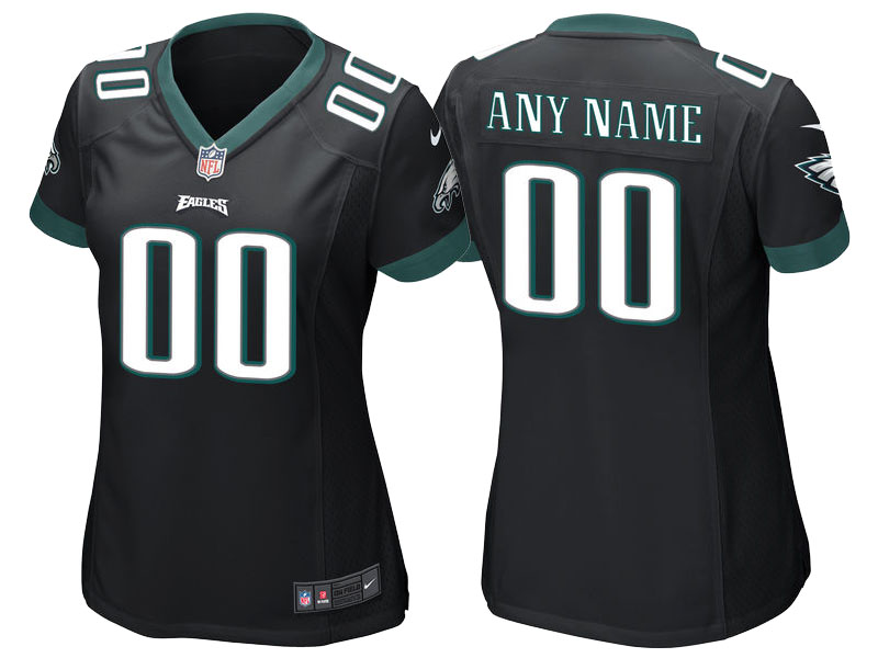 Women Philadelphia Eagles Black Game Customized Jersey