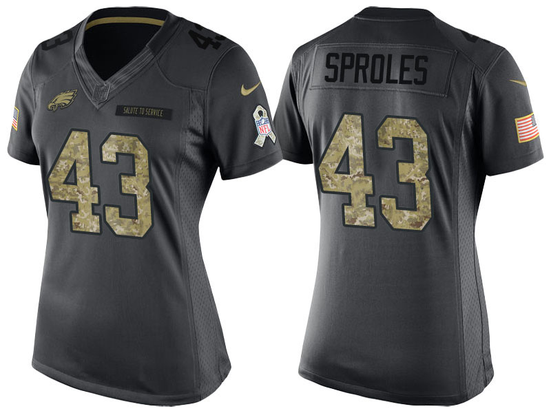 Women Philadelphia Eagles #43 Darren Sproles Anthracite 2016 Salute to Service Limited Jersey
