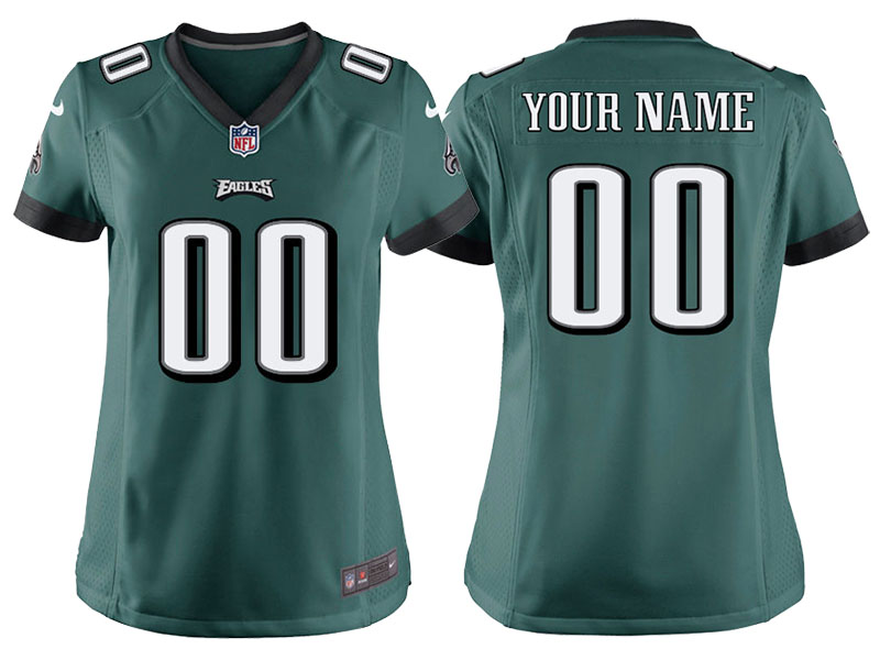 Women Philadelphia Eagles Green Game Customized Jersey