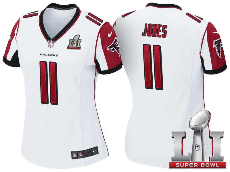 Women Atlanta Falcons #11 Julio Jones White 2017 Super Bowl LI Patch Game Jersey Women Atlanta Falcons #11 Julio Jones White 2017 Super Bowl LI Patch Game Jersey