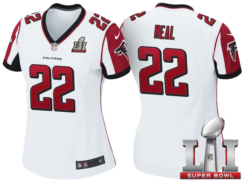 Women Atlanta Falcons #22 Keanu Neal White 2017 Super Bowl LI Patch Game Jersey
