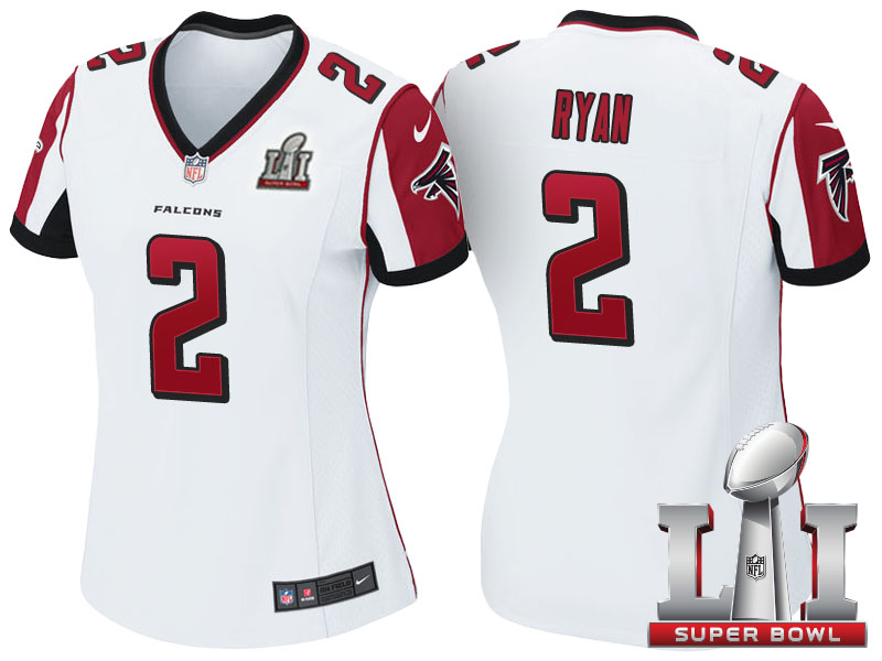 Women Atlanta Falcons #2 Matt Ryan White 2017 Super Bowl LI Patch Game Jersey Women Atlanta Falcons #2 Matt Ryan White 2017 Super Bowl LI Patch Game Jersey