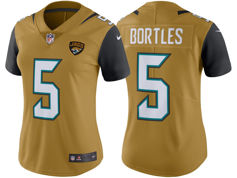 Women Jacksonville Jaguars #5 Blake Bortles Gold Color Rush Limited Jersey