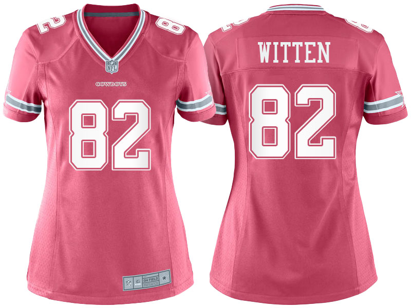 Women Dallas Cowboys #82 Jason Witten Pink Game Jersey