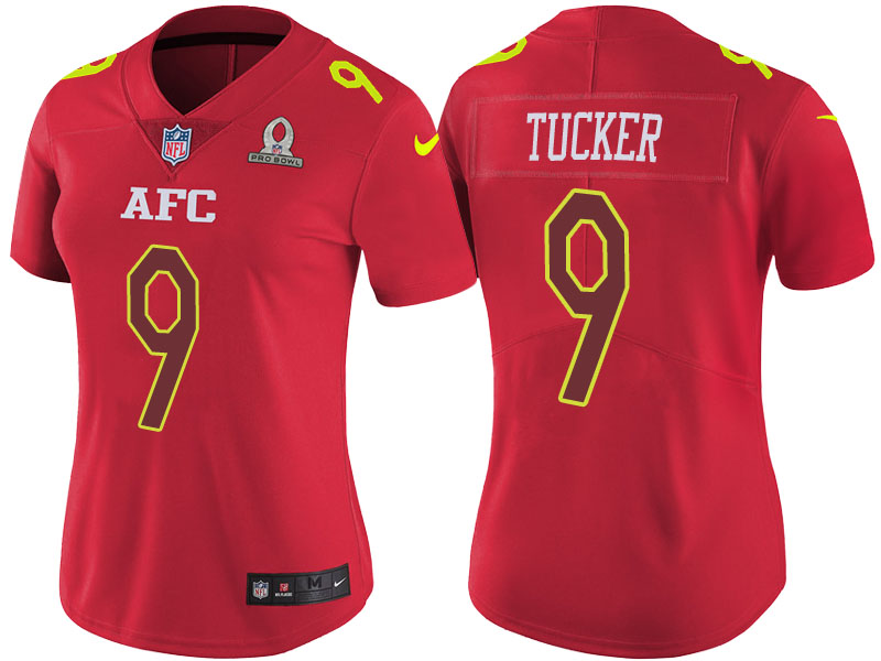 Women AFC 2017 Pro Bowl Baltimore Ravens #9 Justin Tucker Red Game Jersey