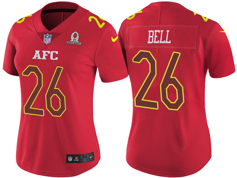 Women AFC 2017 Pro Bowl Pittsburgh Steelers #26 Le'Veon Bell Red Game Jersey