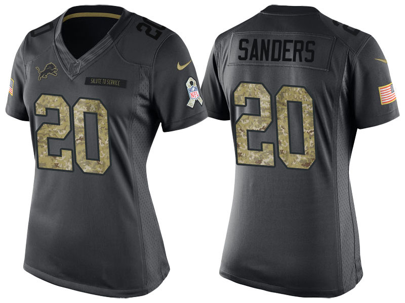 Women Detroit Lions #20 Barry Sanders Camo Anthracite 2016 Salute to Service Limited Jersey Women Detroit Lions #20 Barry Sanders Camo Anthracite 2016 Salute to Service Limited Jersey