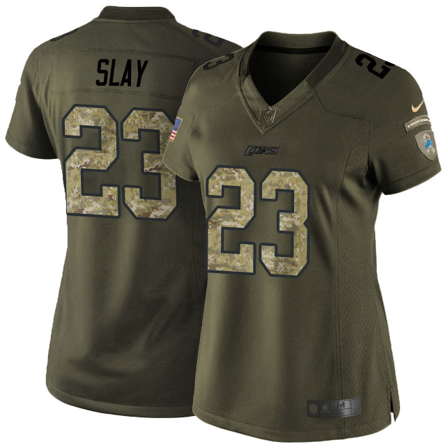 Women Detroit Lions #23 Darius Slay Green Camo Salute to Service Jersey