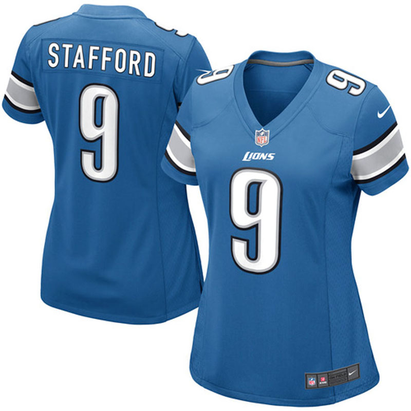 Women Detroit Lions #9 Matthew Stafford Light Blue Game Jersey