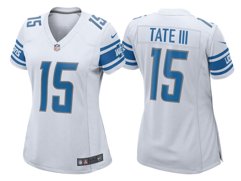 Women 2017 Detroit Lions #15 Golden Tate White Game New Jersey