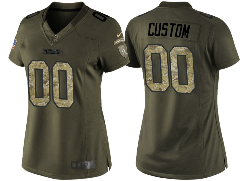 Women Green Bay Packers Olive Camo Salute to Service Veterans Day Customized Jersey Women Green Bay Packers Olive Camo Salute to Service Veterans Day Customized Jersey