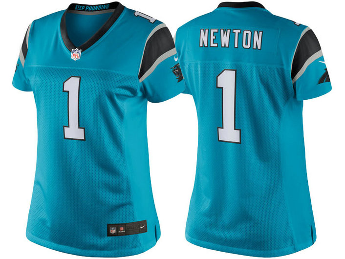 Women Carolina Panthers #1 Cam Newton Blue Color Rush Limited Jersey
