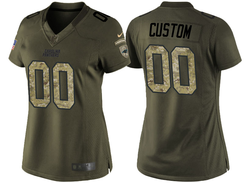 Women Carolina Panthers Olive Camo Salute to Service Veterans Day Customized Jersey