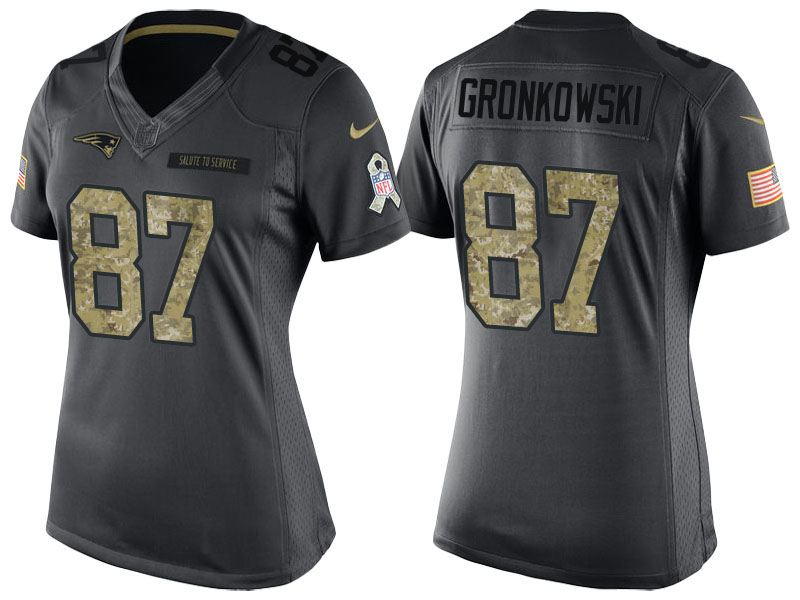 Women New England Patriots #87 Rob Gronkowski Camo Anthracite 2016 Salute to Service Limited Jersey Women New England Patriots #87 Rob Gronkowski Camo Anthracite 2016 Salute to Service Limited Jersey