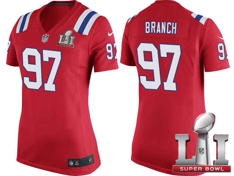 Women New England Patriots #97 Alan Branch Red Super Bowl LI Jersey