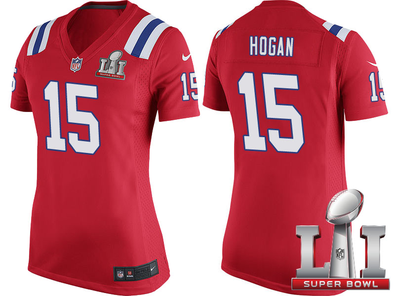 Women New England Patriots #15 Chris Hogan Red Super Bowl LI Jersey