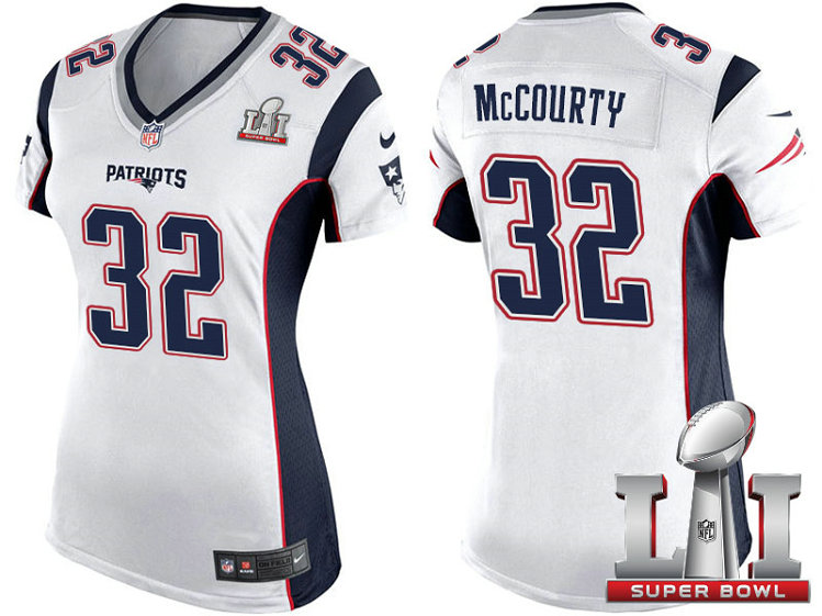 Women New England Patriots #32 Devin McCourty White 2017 Super Bowl LI Patch Game Jersey