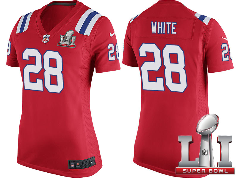 Women New England Patriots #28 James White Red Super Bowl LI Jersey Women New England Patriots #28 James White Red Super Bowl LI Jersey