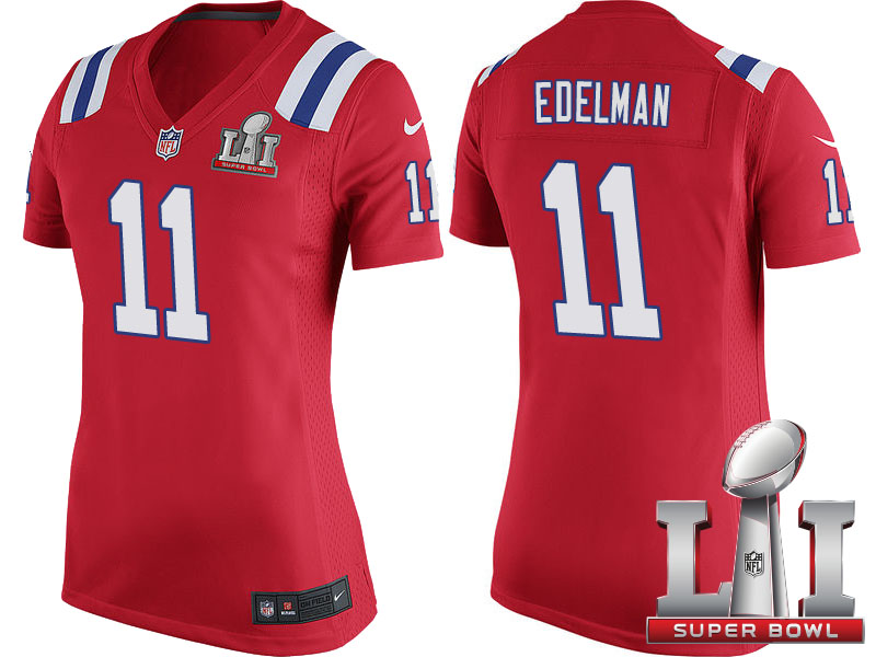 Women New England Patriots #11 Julian Edelman Red Super Bowl LI Jersey Women New England Patriots #11 Julian Edelman Red Super Bowl LI Jersey