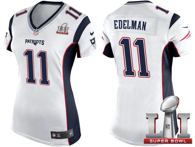 Women New England Patriots #11 Julian Edelman White 2017 Super Bowl 51 Patch Game Jersey Women New England Patriots #11 Julian Edelman White 2017 Super Bowl 51 Patch Game Jersey