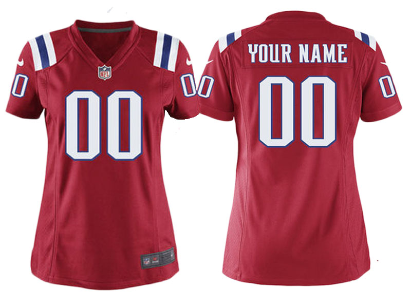 Women New England Patriots Red Throwback Game Customized Jersey Women New England Patriots Red Throwback Game Customized Jersey