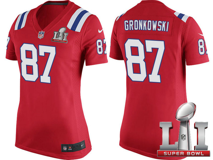 Women New England Patriots #87 Rob Gronkowski Red Super Bowl LI Jersey Women New England Patriots #87 Rob Gronkowski Red Super Bowl LI Jersey