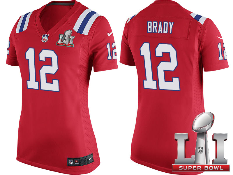 Women New England Patriots #12 Tom Brady Red Super Bowl LI Jersey