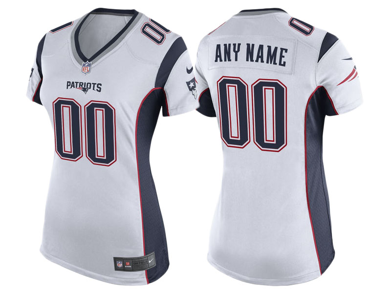 Women New England Patriots White Game Customized Jersey Women New England Patriots White Game Customized Jersey