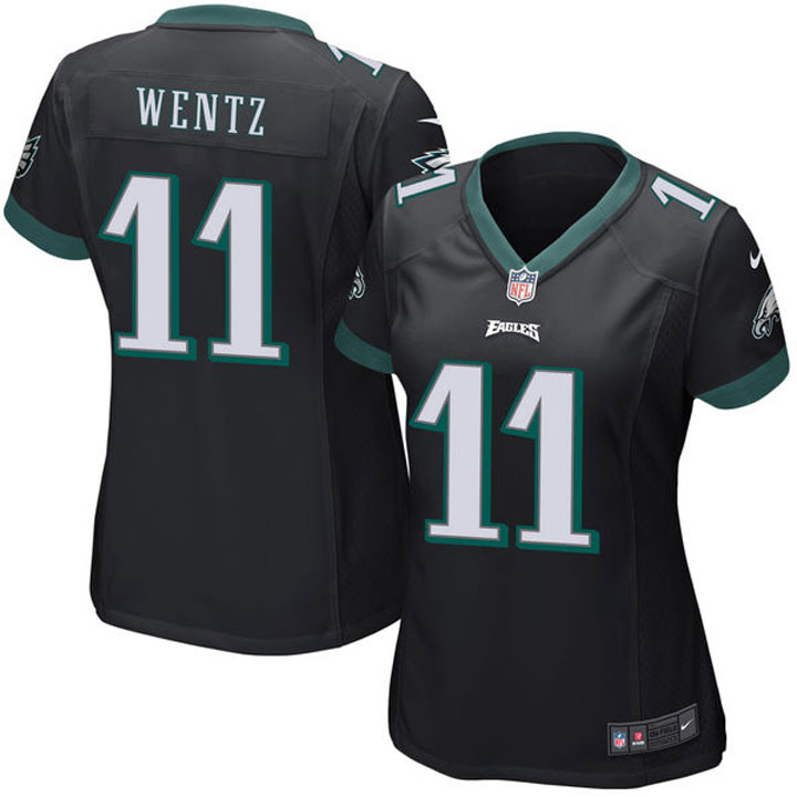 Women Philadelphia Eagles #11 Carson Wentz Black Game Jersey Women Philadelphia Eagles #11 Carson Wentz Black Game Jersey
