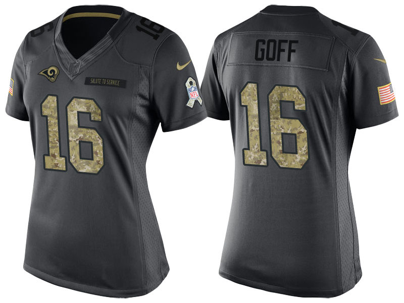 Women Los Angeles Rams #16 Jared Goff Camo Anthracite 2016 Salute to Service Limited Jersey Women Los Angeles Rams #16 Jared Goff Camo Anthracite 2016 Salute to Service Limited Jersey